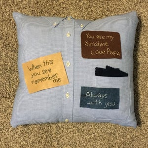 Memory Pillow made from dad's or Grandpa's shirt