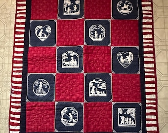Little people silhouettes baby/toddler size quilt.
