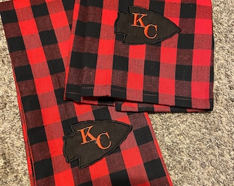 Kansas City Chiefs buffalo check Embroidered Kitchen Towels