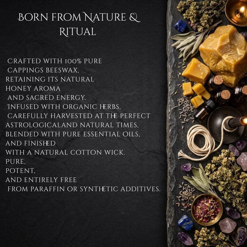 Lavender Earth Ritual Candle, Pure Beeswax Spell Candle, Botanical ...