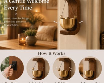 Magnetic Wind Bell Decor, Wooden Copper Desk Bell, Minimalist Meditation Chime, Zen Home Office Ornament
