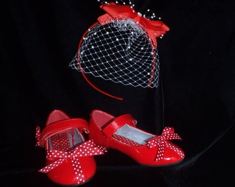 Special Occasion Decorated Girls Shoes with Matching Headpiece