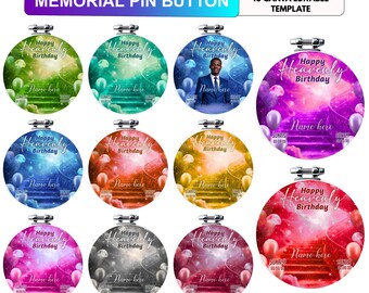 Pin's de joyeux anniversaire céleste | d'anniversaire commémoratifs | 10 modèles de toile modifiables | Souvenir souvenir Escalier vers le paradis