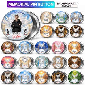 Herdenkingsspeld, In liefdevolle herinnering speld met foto, Herdenkingsbadge met duiven, Digitale herinneringsgeschenk