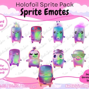 Holofoil Sprite Emote Pack for Twitch, Discord, YouTube | 9 Digital Badges (Instant Download)