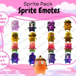 Sprite-emotepakket voor Twitch, Discord en YouTube | 61 digitale badges (direct te downloaden) | + 4 bonusteksten