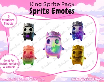 King Sprite Emote Pack for Twitch, Discord, YouTube | 5 Digital Badges (Instant Download)