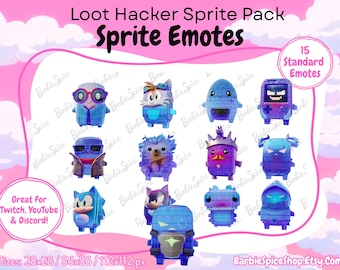 Loot Hacker Sprite Emote Pack for Twitch, Discord, YouTube | 15 Digital Badges (Instant Download)
