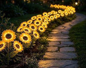 Solar Sunflower Stake Lights | Waterproof LED Garden Decor Lights | Outdoor Patio & Yard Ornament Lamp