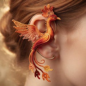 Phoenix Ear Cuff Crochet Pattern, Micro Crochet Fantasy Jewelry (PDF Download)