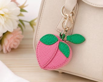 Personalized Fruit Handbag Charm, Fruit Keychain Accessory, Fruit Purse Charm, Fruit Coin Holder, Zipper Coin Purse, Gift For Fruit Lovers