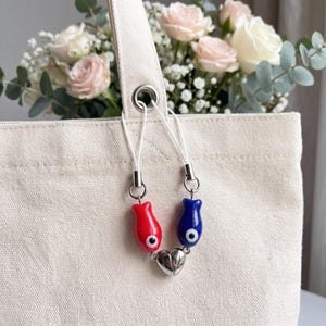 Gepersonaliseerde magnetische sleutelhanger met bijpassende vis, roze keramische telefoonhanger, leuk cadeau voor haar, vriendin, vriend, vriendin, zus, verjaardag