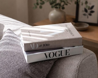 Neutral Architectural & Black White Fashion Book Box, Editorial Coffee Table Decor