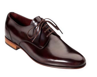 Bespoke Men's Luxury Reddish Brown Oxfords Dress Shoes