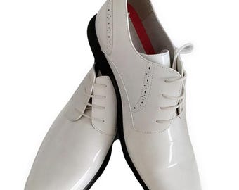 Mens Formal Classic Lace Up White Oxford Leather Shoes