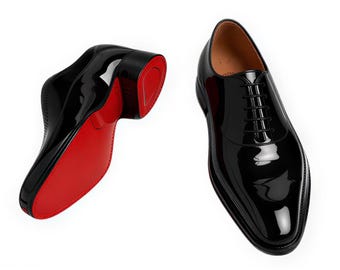 Men's Black Patent Leather Red Sole Oxfords Shoes
