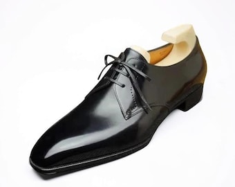 Scarpe Derby eleganti in pelle nera, fatte a mano