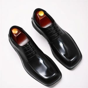 Men’s Black Calf Leather Square Toe Oxford Formal Shoes image 1