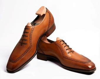 Handgemachte Braune Leder Oxford Schuhe – Brogue Abendschuhe