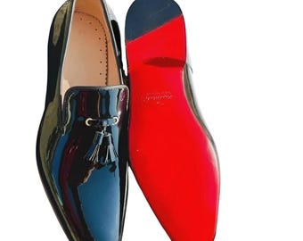 Christian Louboutin Men's Black Patent Leather Tassel Loafers