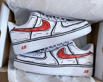 Aangepaste cartoon Air Force 1-sneakers | Handgeschilderde stripstijl AF1 streetwear