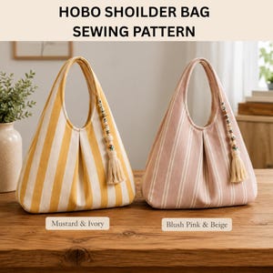 Hoboväska Symönster PDF, Slouchy Axelväska, Digitalt Symönster, Vändbar hoboväska, Slouchy Rosettväska, Handväska Minimalistisk Wrap Tote