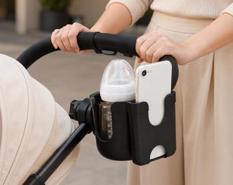 Bekerhouder voor kinderwagen met telefoonhouder