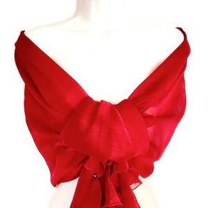 Sciarpa con tulipani appesi (rossa) - Sciarpa da donna, accessori, sciarpa di seta, sciarpa hijab, regalo per lei, moda donna