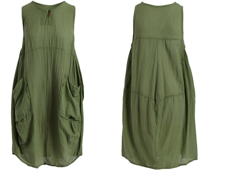 Blue Star Intl Green Dress Cotton Dress Olive Napa NEW Fashion Dress Sleeveless Dress Best Gifts Women Dress