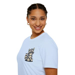 Cute Raccoon Chest Pocket, Moon Back T-Shirt | Life is Good! shirt