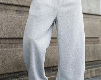 Pantalones rectos de color gris claro para adolescentes, pantalones casuales con cintura elástica (100% poliéster)