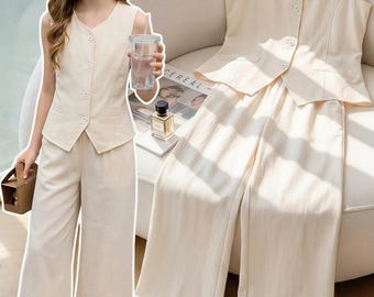Conjunto de top y pantalón color caqui para preadolescentes, corte ajustado.