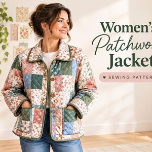Jacket Sewing Pattern for Women | Coat Pattern | Sewing Patterns | Women Sewing Pattern Patchwork | Beginner Jacket, Quilted Jacket