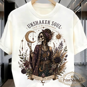 Unshaken Soul Skeleton PNG, Celestial Gothic Boho Witchy Artwork (Digital Download)