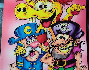 Cap'n Crunch Monster Art Print Captain Crunch Crunchberries Cereal advertising character Limited edition free shipping
