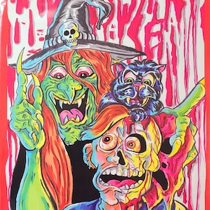 Monster Art Halloween Witch Gross spooky Horror Classic pre code Horror inspired Black magic