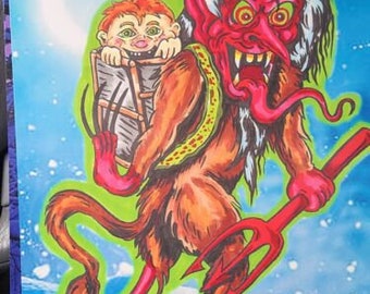 Krampus Christmas Art print Limited signed Numbered Horror Monster art Weirdo