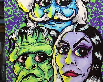 Monster Art Print Munsters Zombie inspired Horror weirdo Halloween