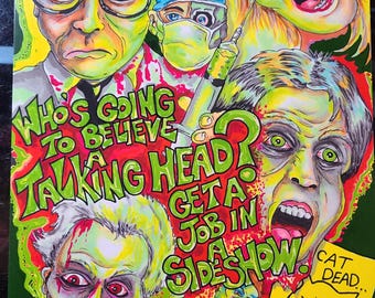 Reanimator Horror art print Limited Edition signed  Numbered Lovecraft Combs Crampton Cat Dead