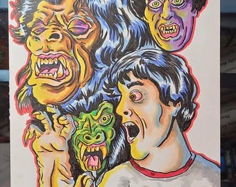 Horror Art American Werewolf in London Wolfman Monster