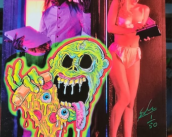 Pizza Deliver Horror Art Print Zombie Living Dead Barbara Crampton Pin Up Sexy