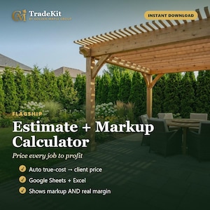 Landscaping Estimate Template | Contractor Markup Calculator | Google Sheets Bid Sheet for Hardscape & Patio | Auto Profit Margin