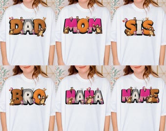 Personalized Masha and Bear Birthday Shirt, Custom Masha Cartoon shirt, Masha and The Bear Family Shirt, Birthday girl shirt D3LS13