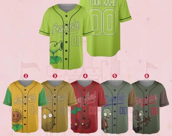 Zombie Vs Plants Baseball Jersey, Zombie Vs Plants Birthday Gift, Personalized Game Birthday Jersey, Game Family Birthday Party D3L601