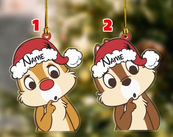 Personalized Cartoon Characters Ornament, Custom Name Movie Christmas Ornament, Cute Chipmunk Holiday Gift, Kids Christmas Keepsake NFWT09