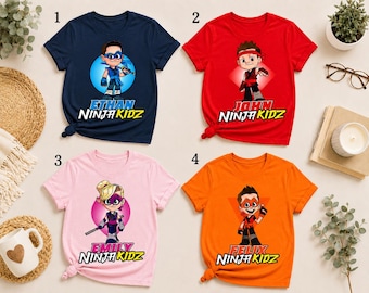 Custom Ninja Kidz Birthday Family Shirt, Personalized Ninja Group Matching Shirt for Party, Kids Birthday Gift for Boys and Girls NGQU13