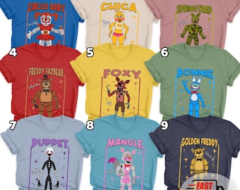 Five Nights at Freddy's Shirt, Villain Five Nights at Freddys Vintage Halloween 2026 Shirt, FNAF Retro Halloween Nights Group Shirt NHUR08