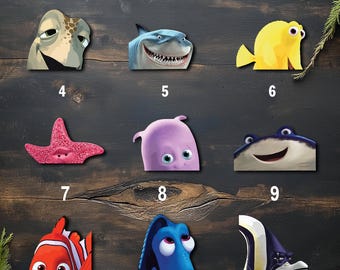 Ocean Cartoon Character Car Decal, Funny Fish Peekaboo Sticker, Peeking Car Window Vinyl Decal, Cute Sea Animal Vehicle Sticker NGUD12