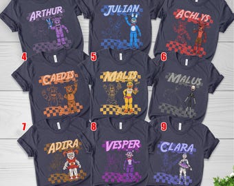Custom Five Nights at Freddy’s Shirt, FNAF Character Shirt Freddy Game Gift, Five Nights At Freddy Group, FNAF Cosplay Shirt D3LS08