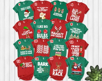 Funny Christmas Song Lyrics Shirt, Santa Reindeer Christmas Graphic Tee, Holiday Music Inspired T-Shirt, Xmas Party Outfit NEXC09